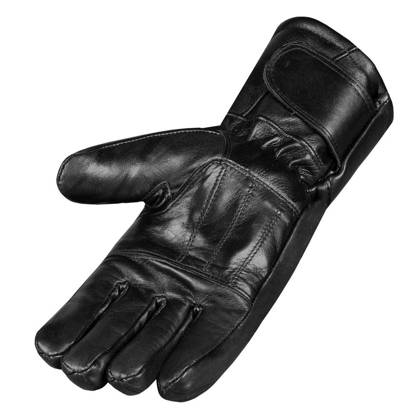 Jackets 4 Bikes Menâ€™s Winter Gauntlet Motorcycle Gloves, 100% Natural Sheep Leather, Thinsulate Thermal Heated Lining, Full Windproof Cold Weather Water Resistant, Reinforced Warm Biker Driving Glove Black XL - Image 5
